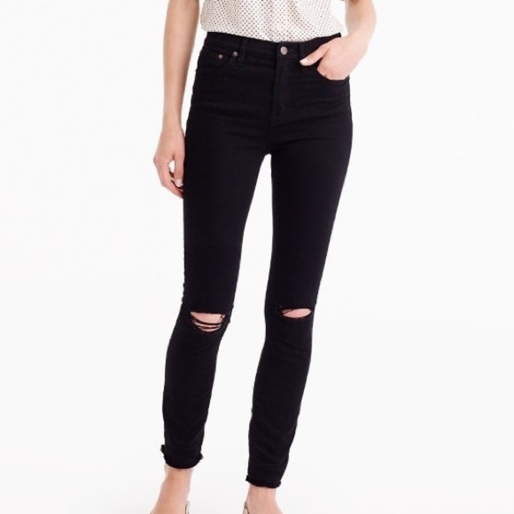 J.Crew Distressed Lookout High-Rise Skinny Denim Jean in True Black Size 27R